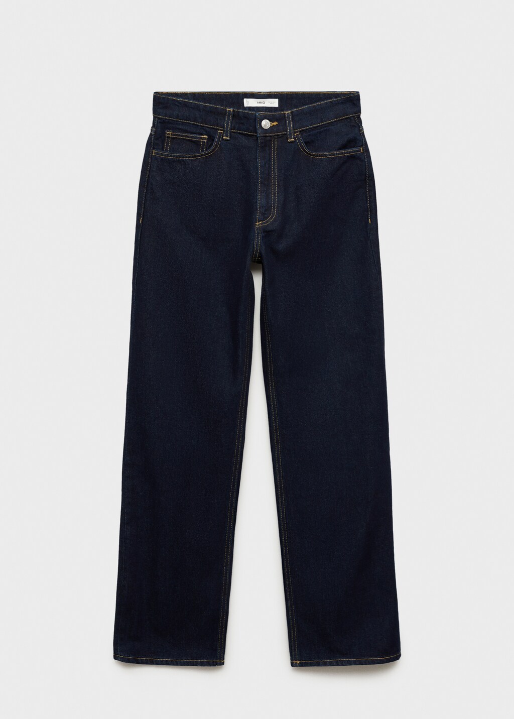 High-waisted straight-fit rinse-wash jeans - Open Blue
