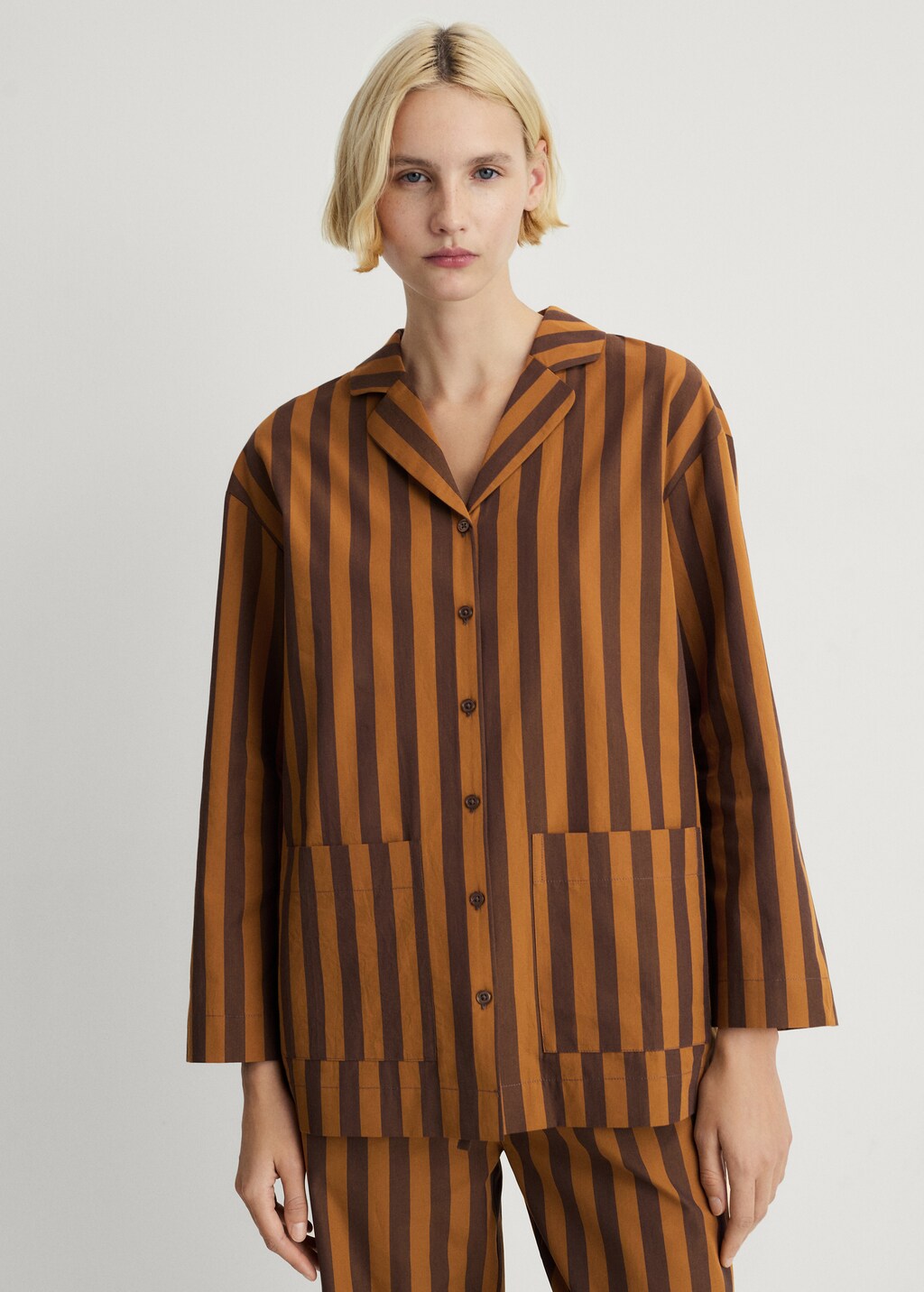 Woven two-tone striped shirt - Plum