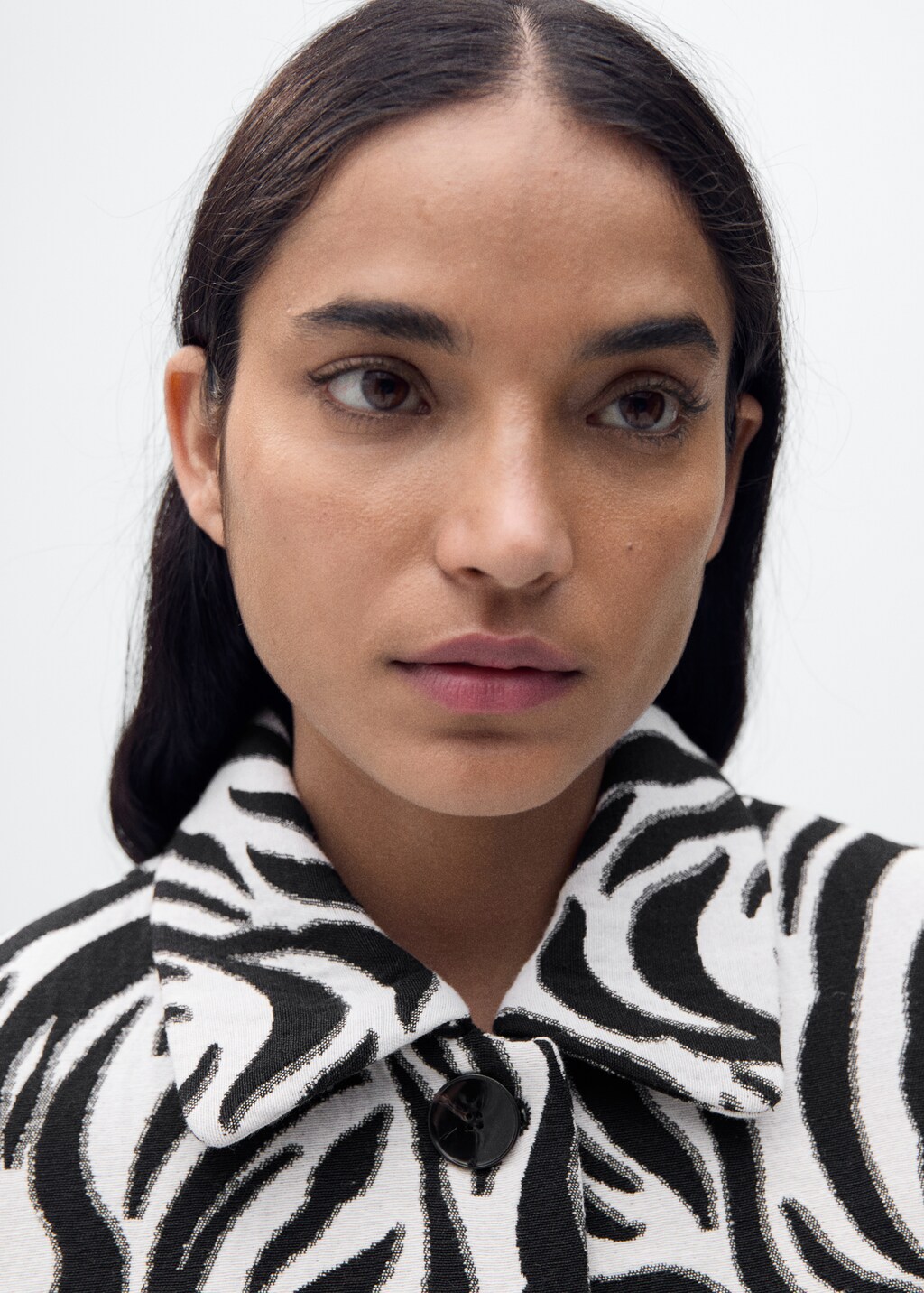 Zebra-print jacket with buttons - Black