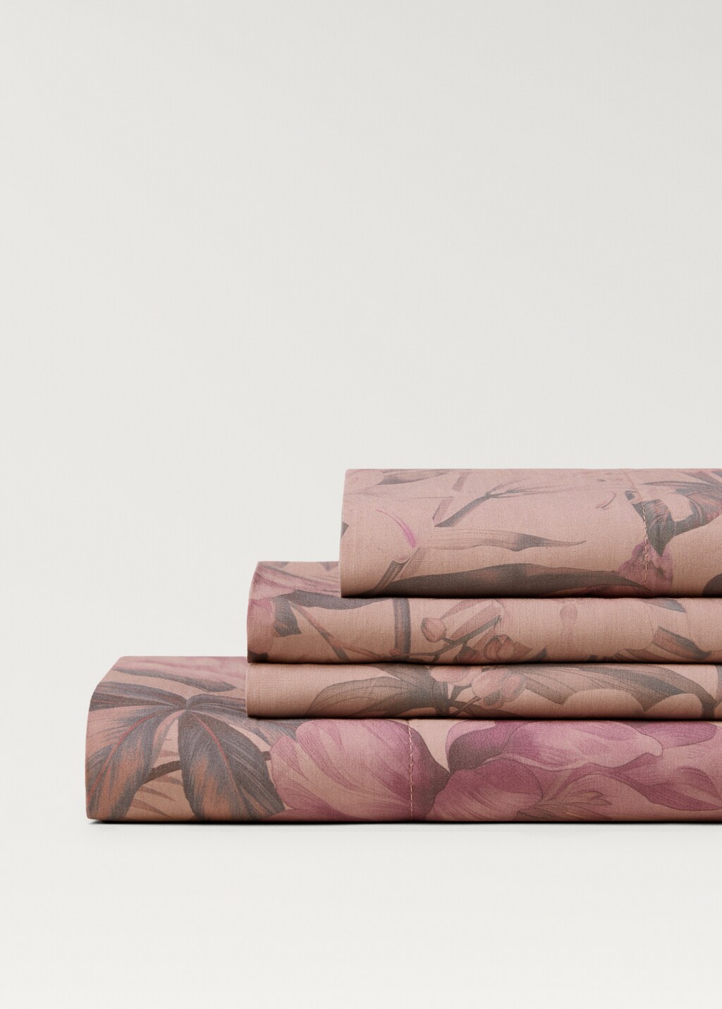 Cotton percale multi-coloured floral-print top sheet for 180/200cm bed - Aqua Green