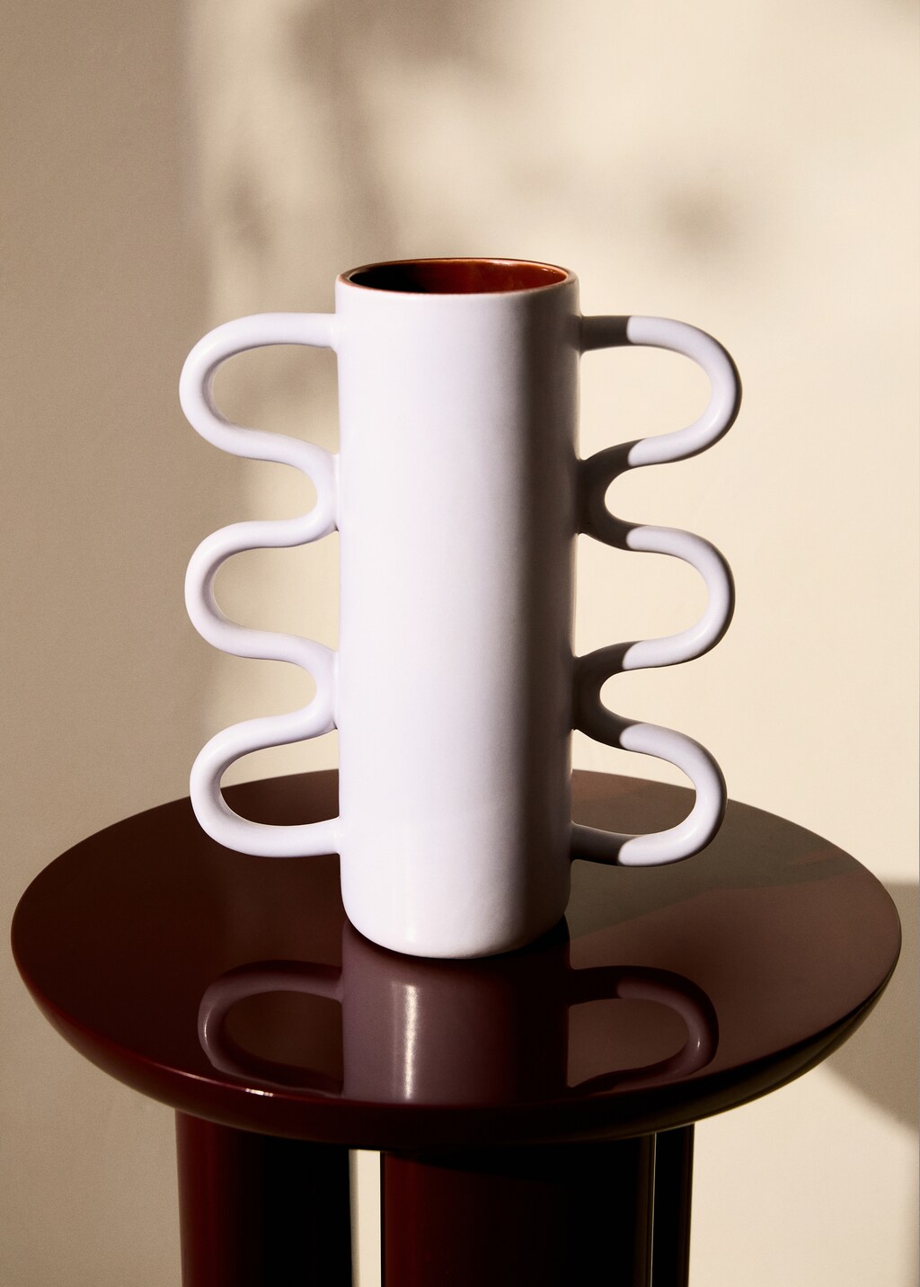 Medium medium size earthenware vase with handles - Blue