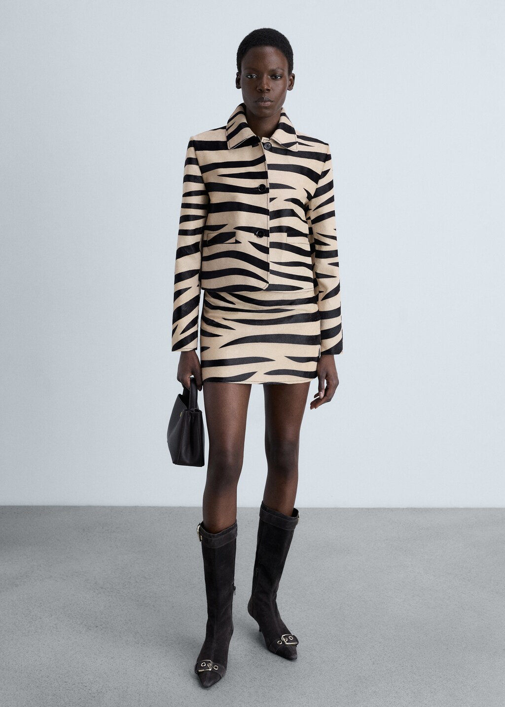 Zebra-print fur jacket - Black