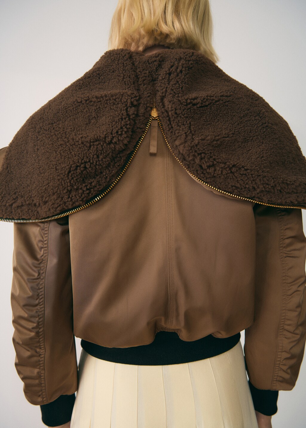 Bomber jacket with fleece lining - Brown