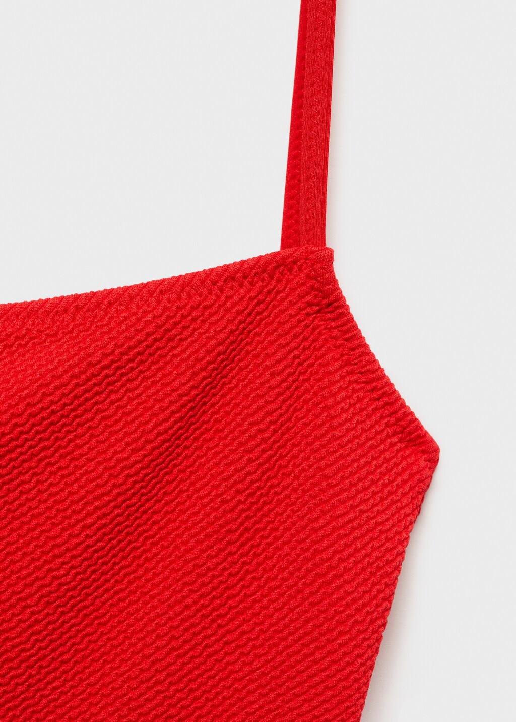 Ribbed knit straps swimsuit - Red
