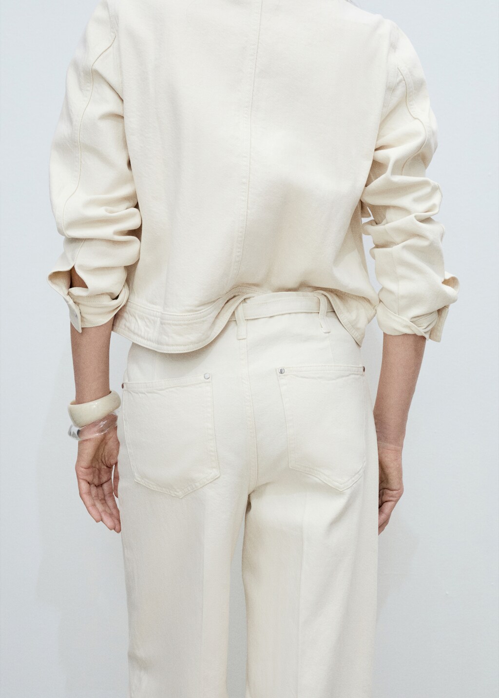 Wideleg jeans with belt - Off White