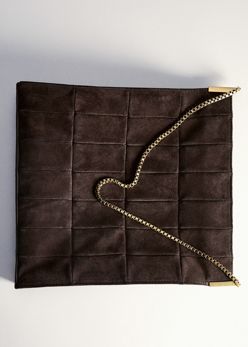 Chain suede bag - Chocolate