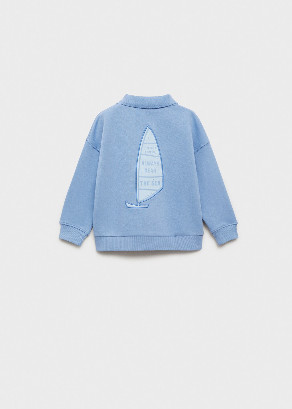 Polo sweatshirt with embroidery detail - Blue