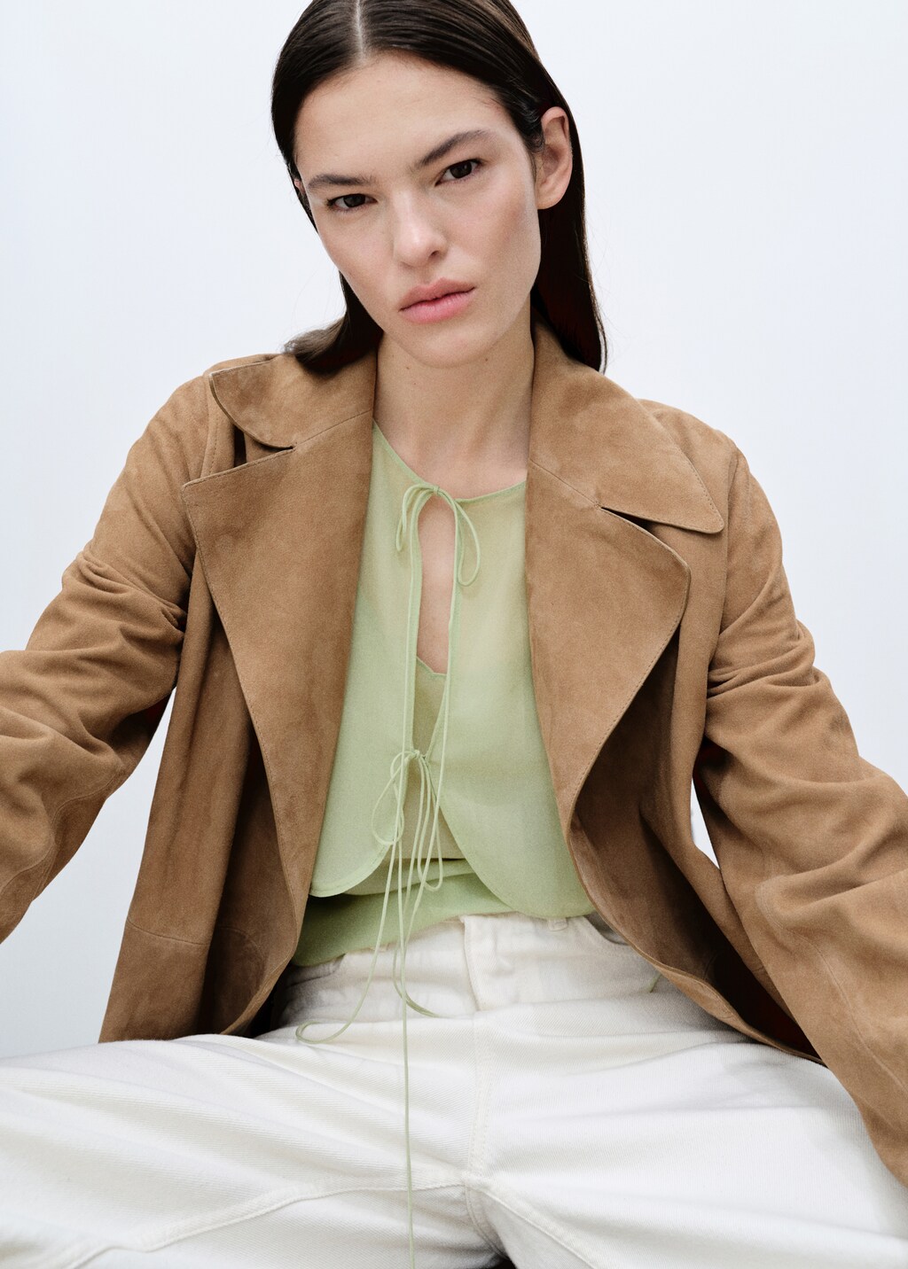 Combined blouse with bow detail - Green