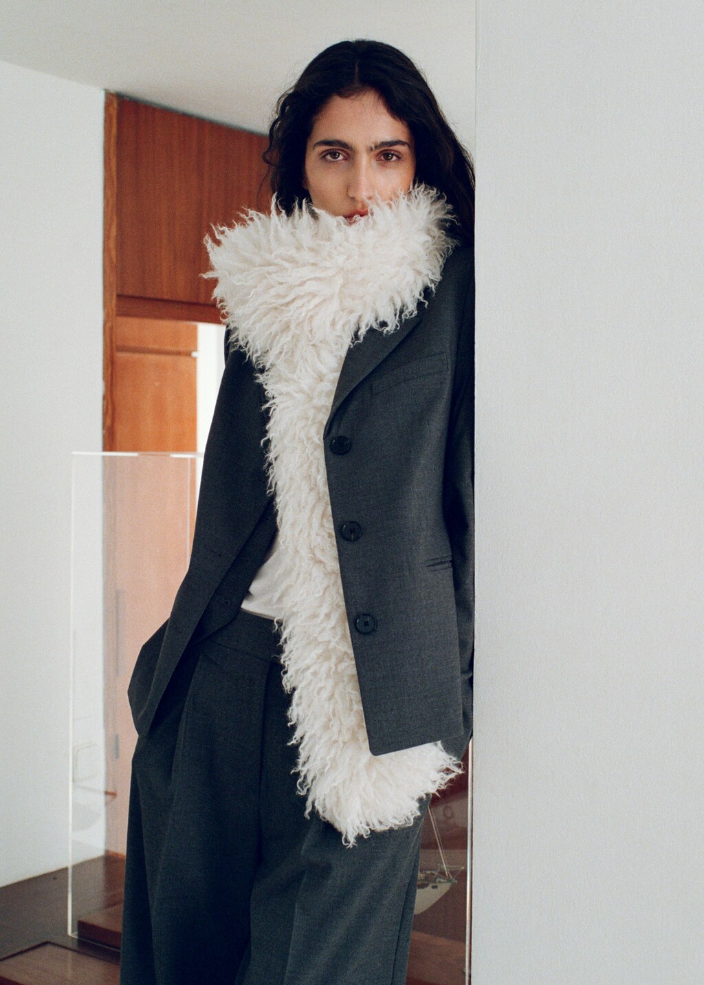 Straight button suit blazer - Grey