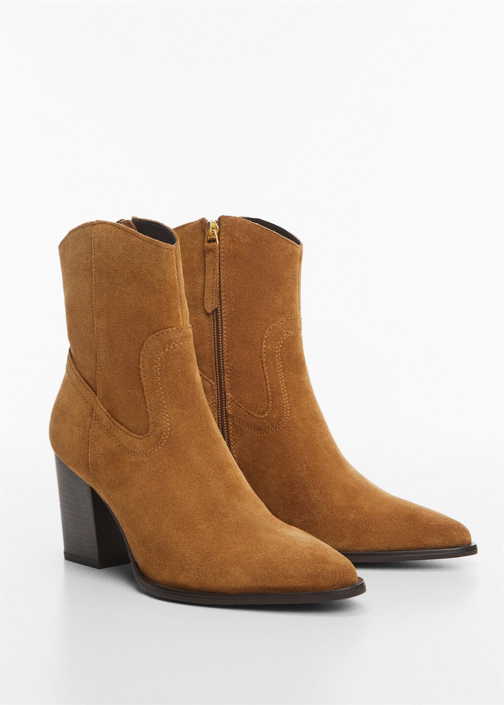 Heel suede ankle boot - Tobacco Brown