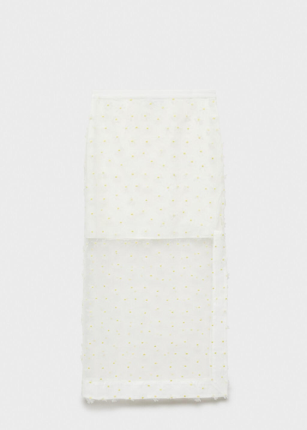 Semi-transparent skirt embroidered with flowers - Off White