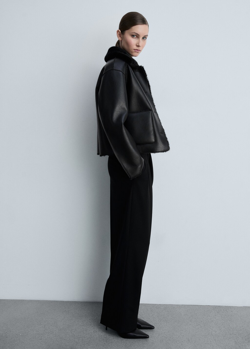 Pointed boots with zip - Black