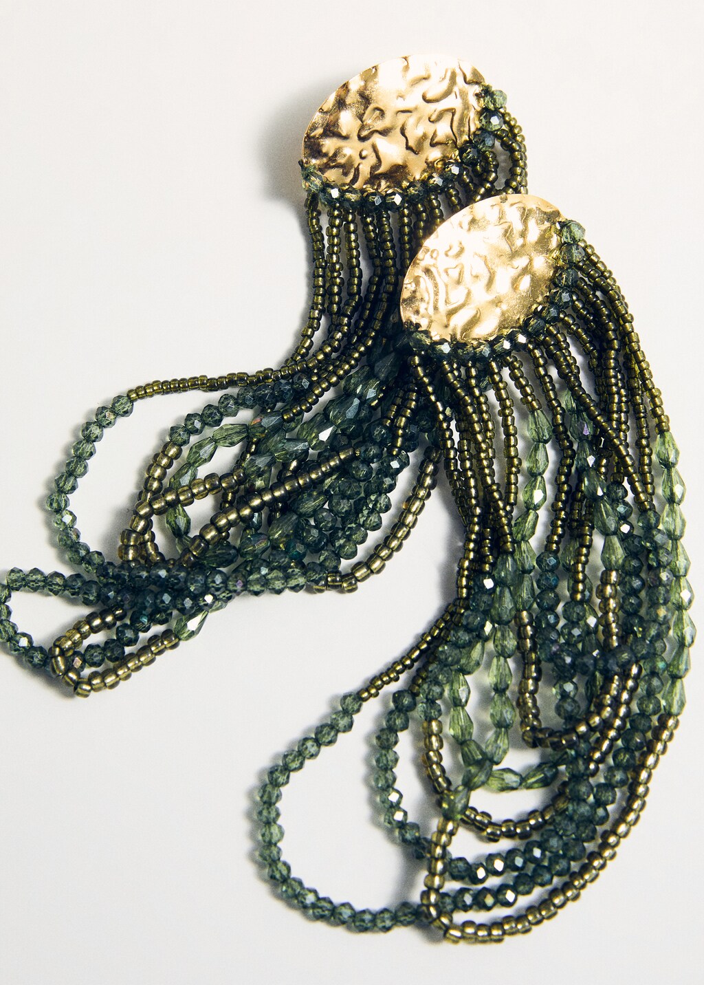 Combined waterfall crystal earrings - Green