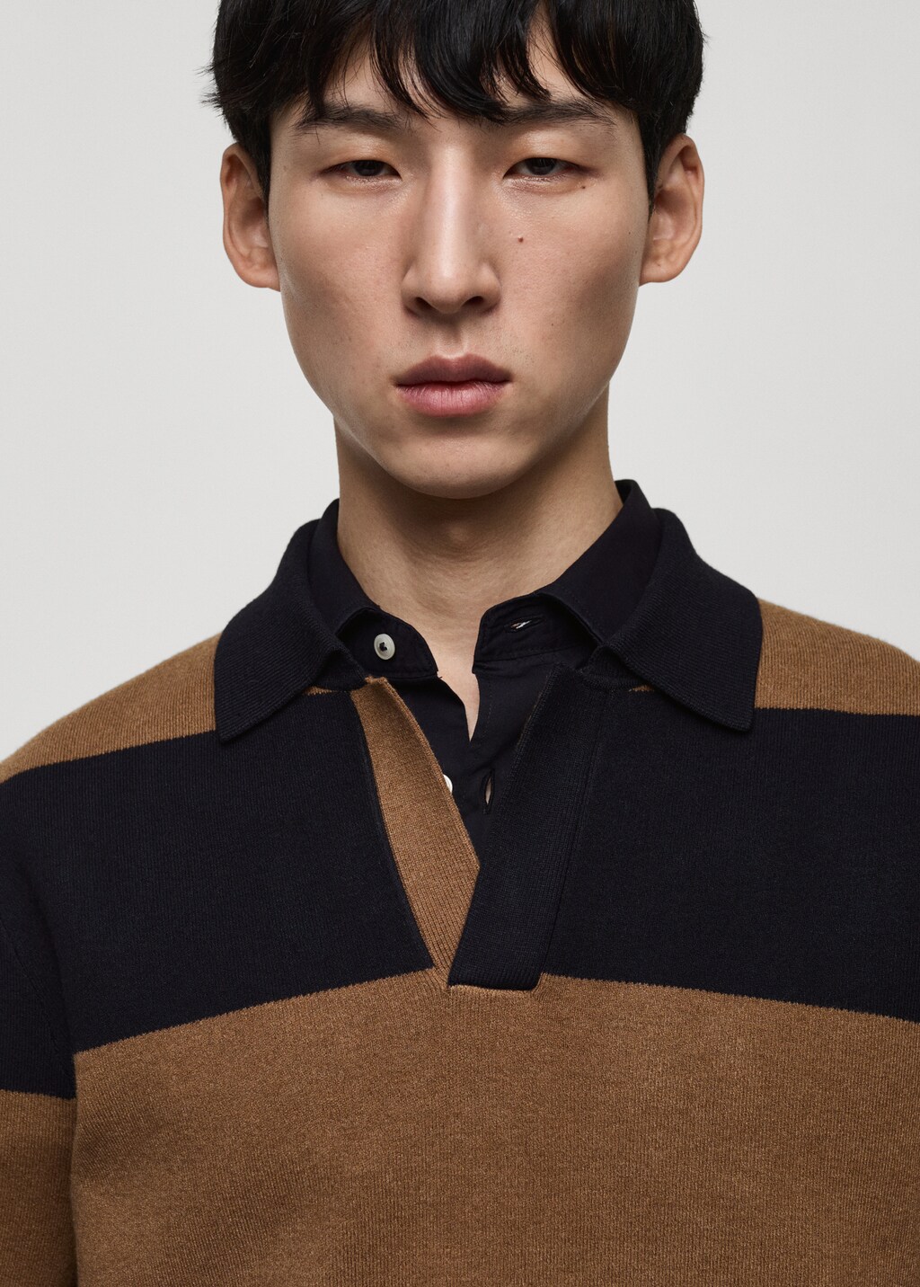 Striped design polo sweater - Dark Green