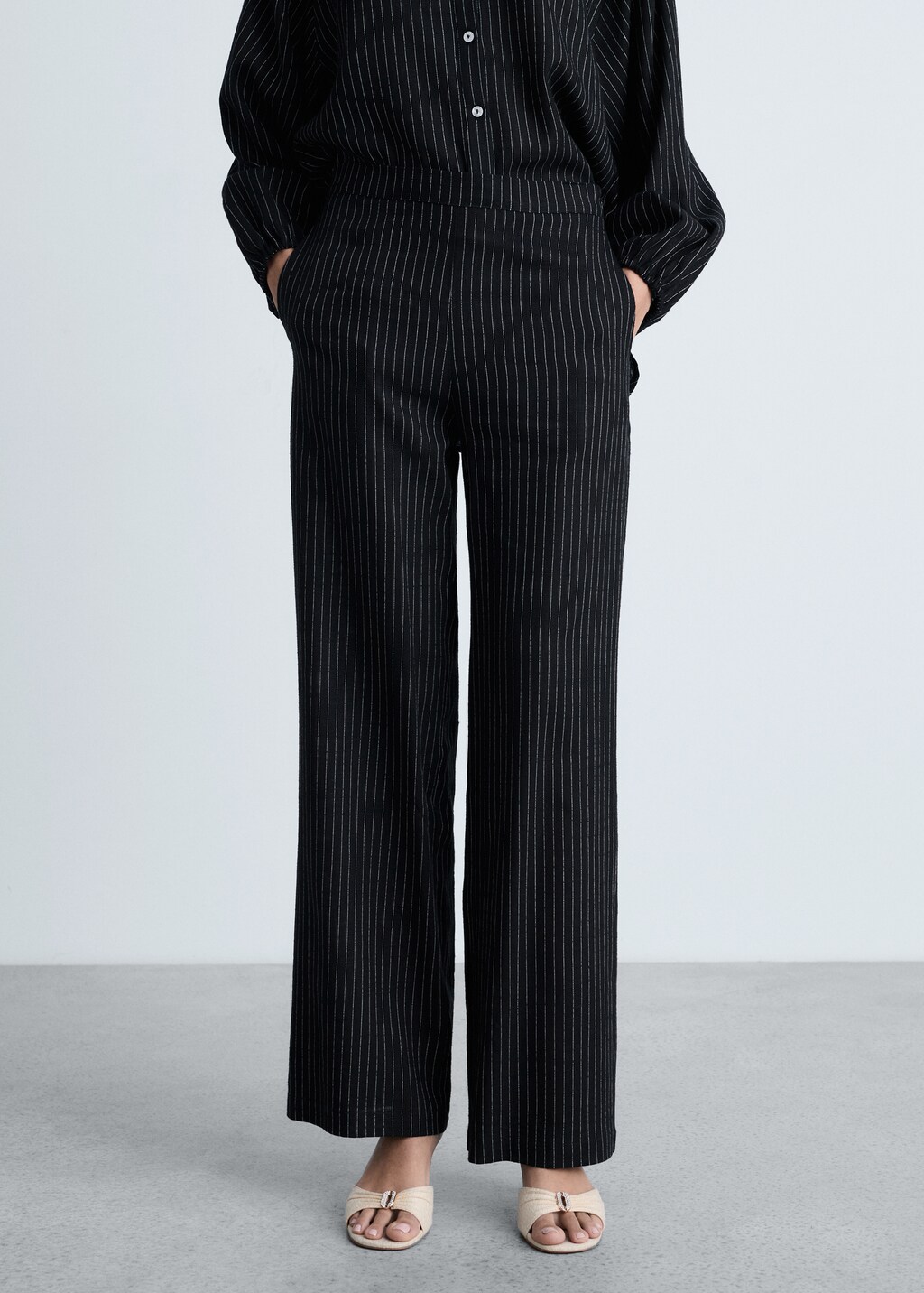 Straight striped trousers - Black