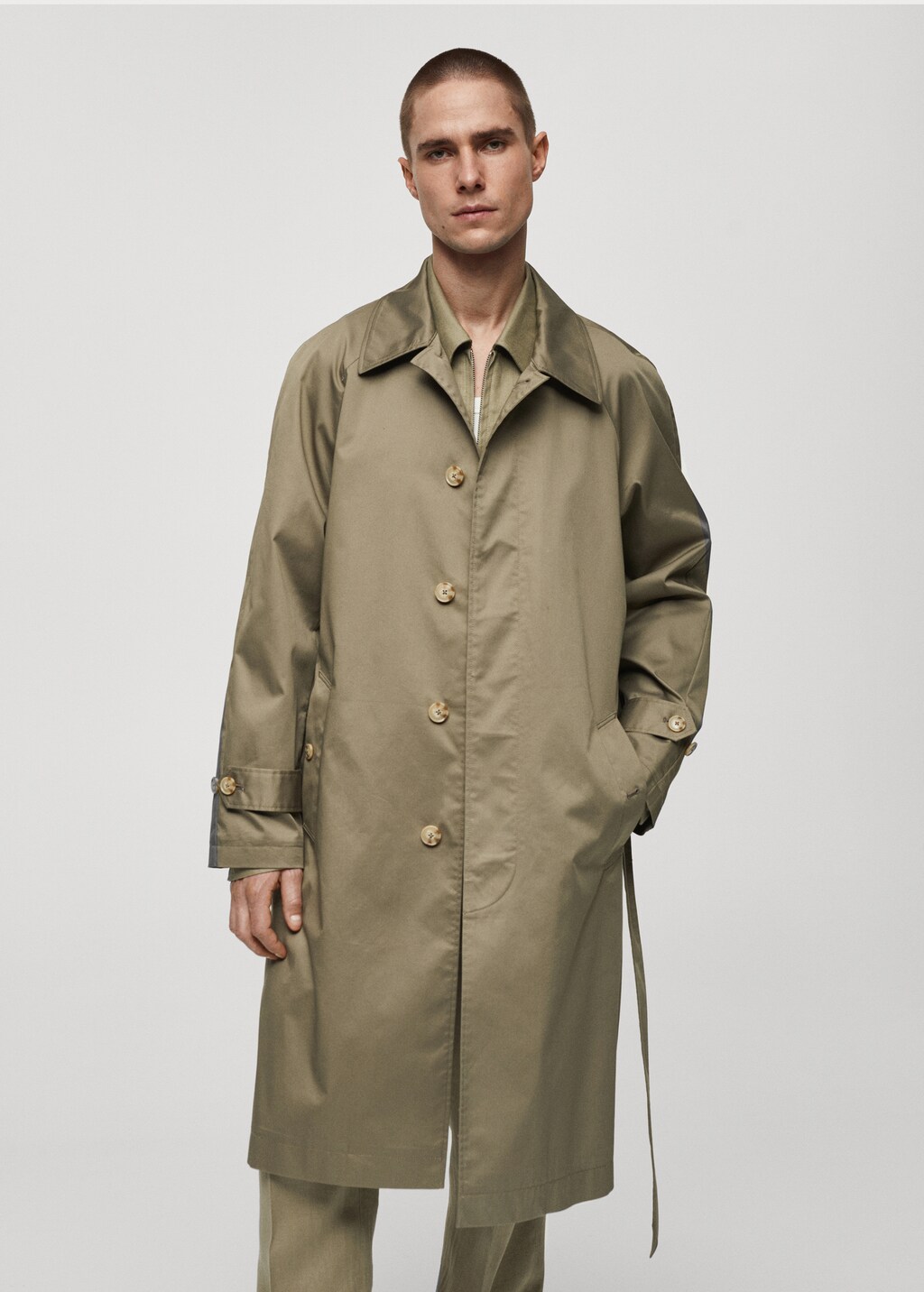 Belt cotton-blend trench - Khaki