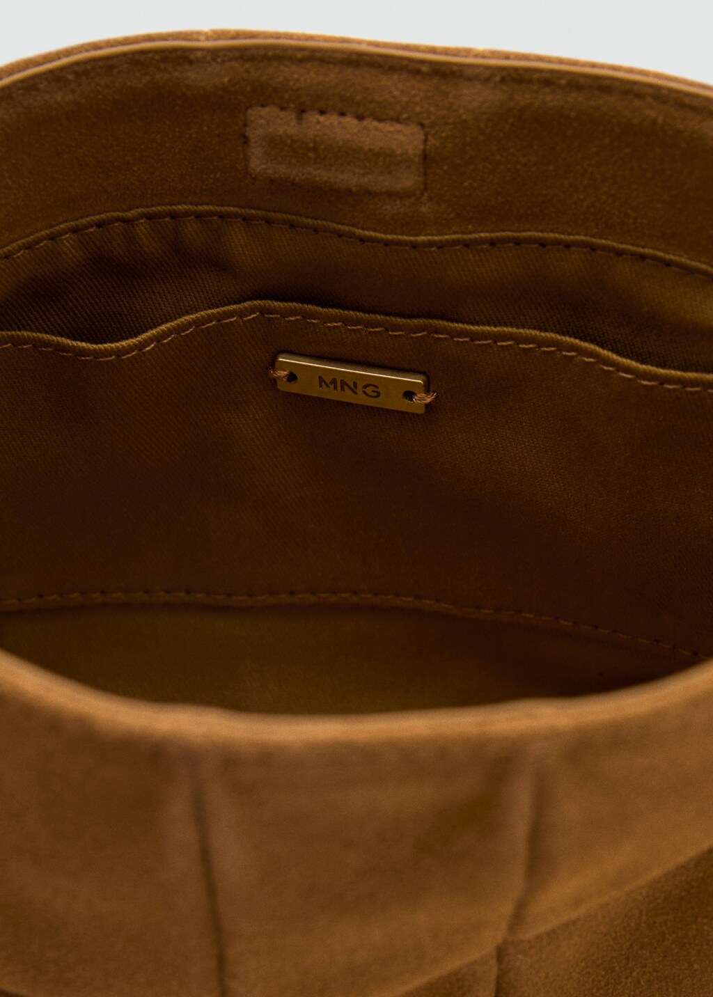 Suede baguette bag - Medium Brown
