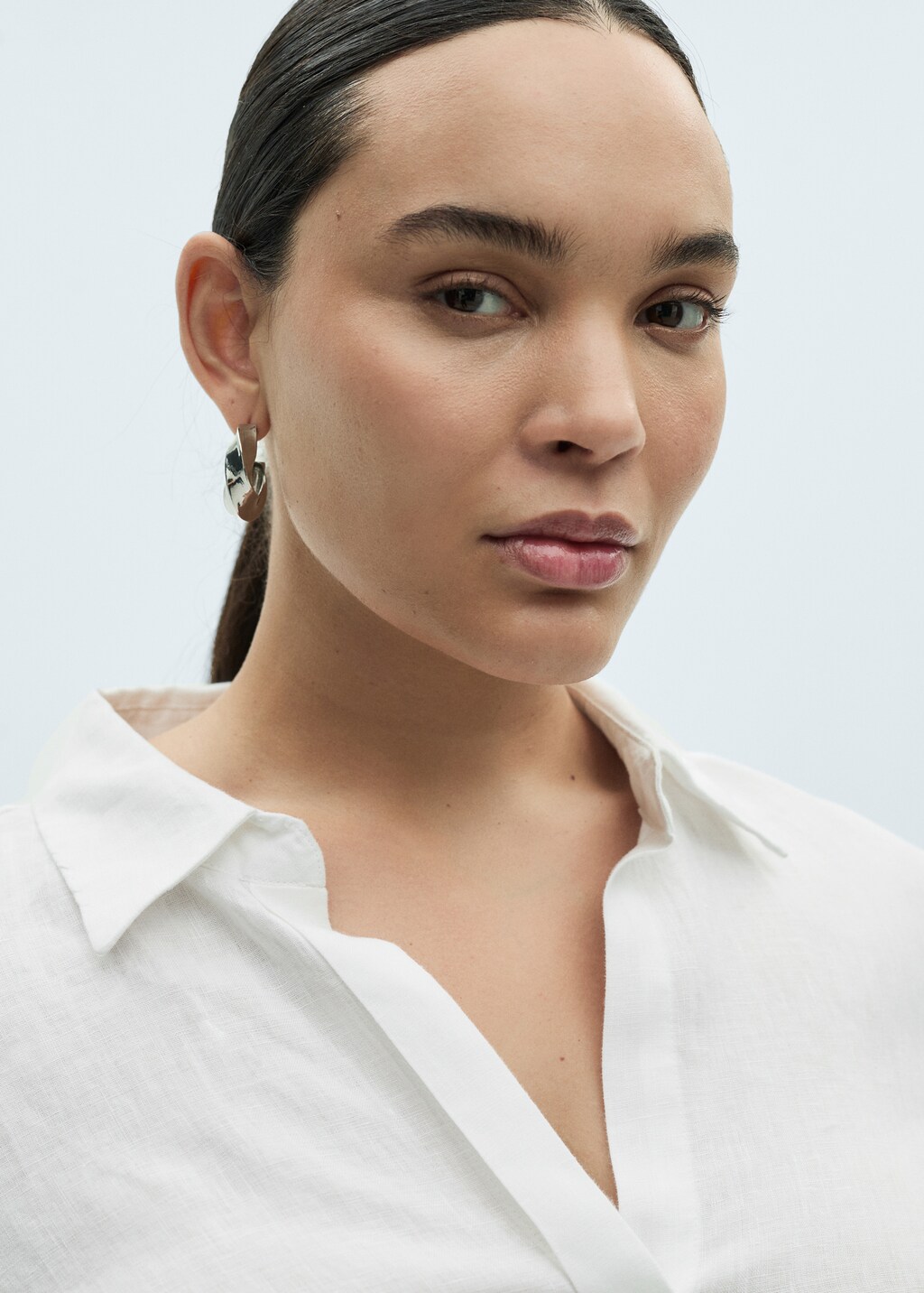 Regular linen shirt - White