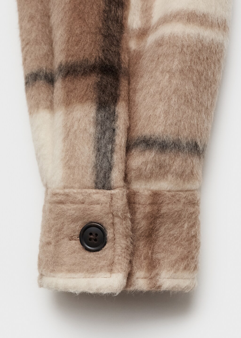 Check flannel textured overshirt - Beige