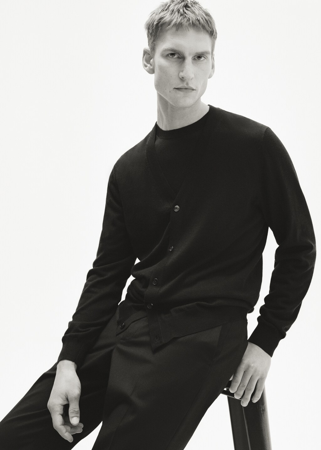 100% merino wool cardigan - Black