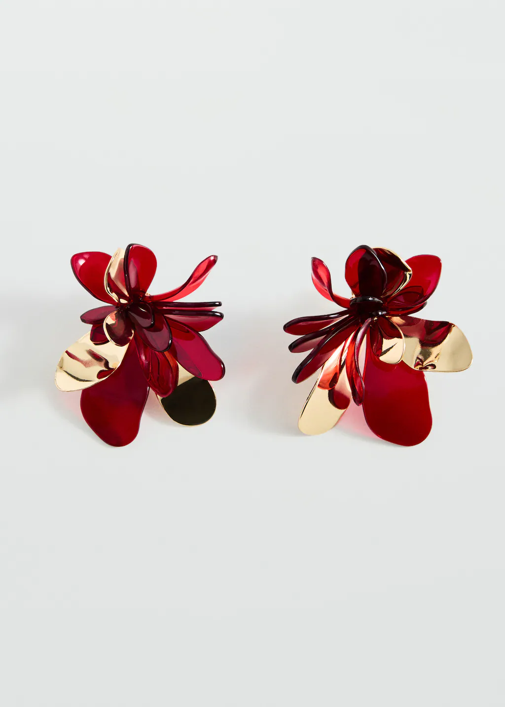 Combined flower earrings - Red
