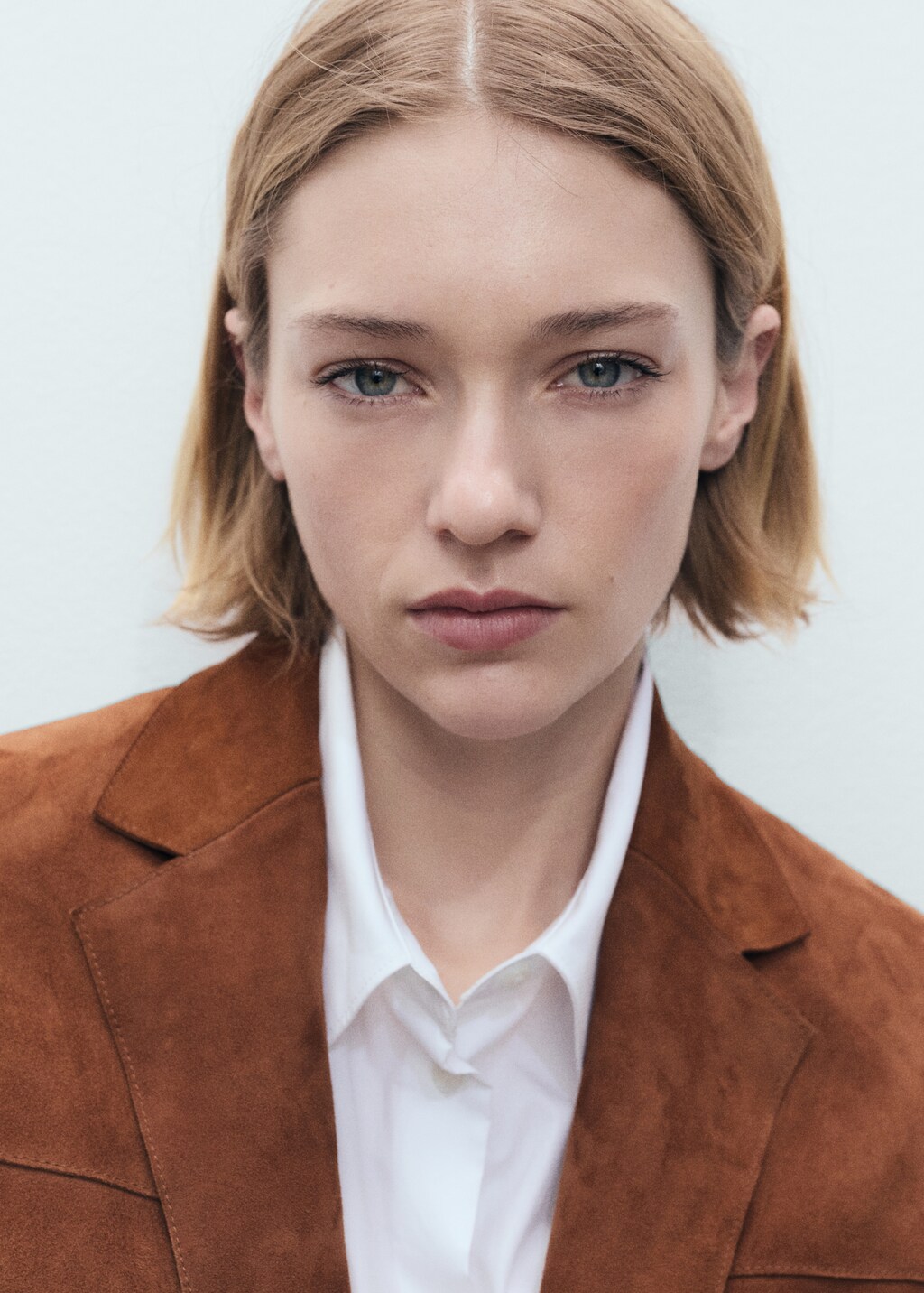 Straight suede jacket - Tobacco Brown