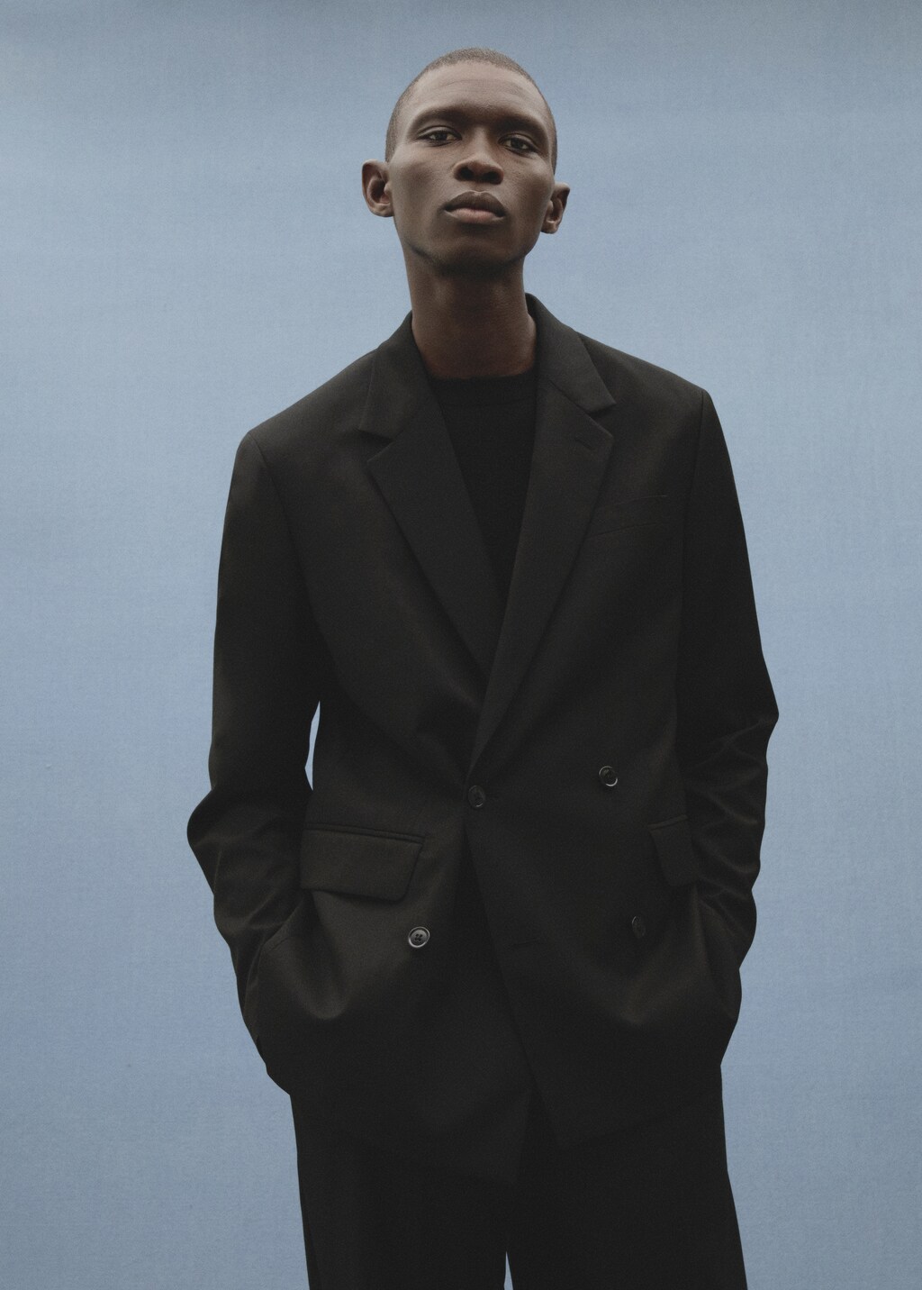 Boston regular-fit double-breasted suit jacket - Black