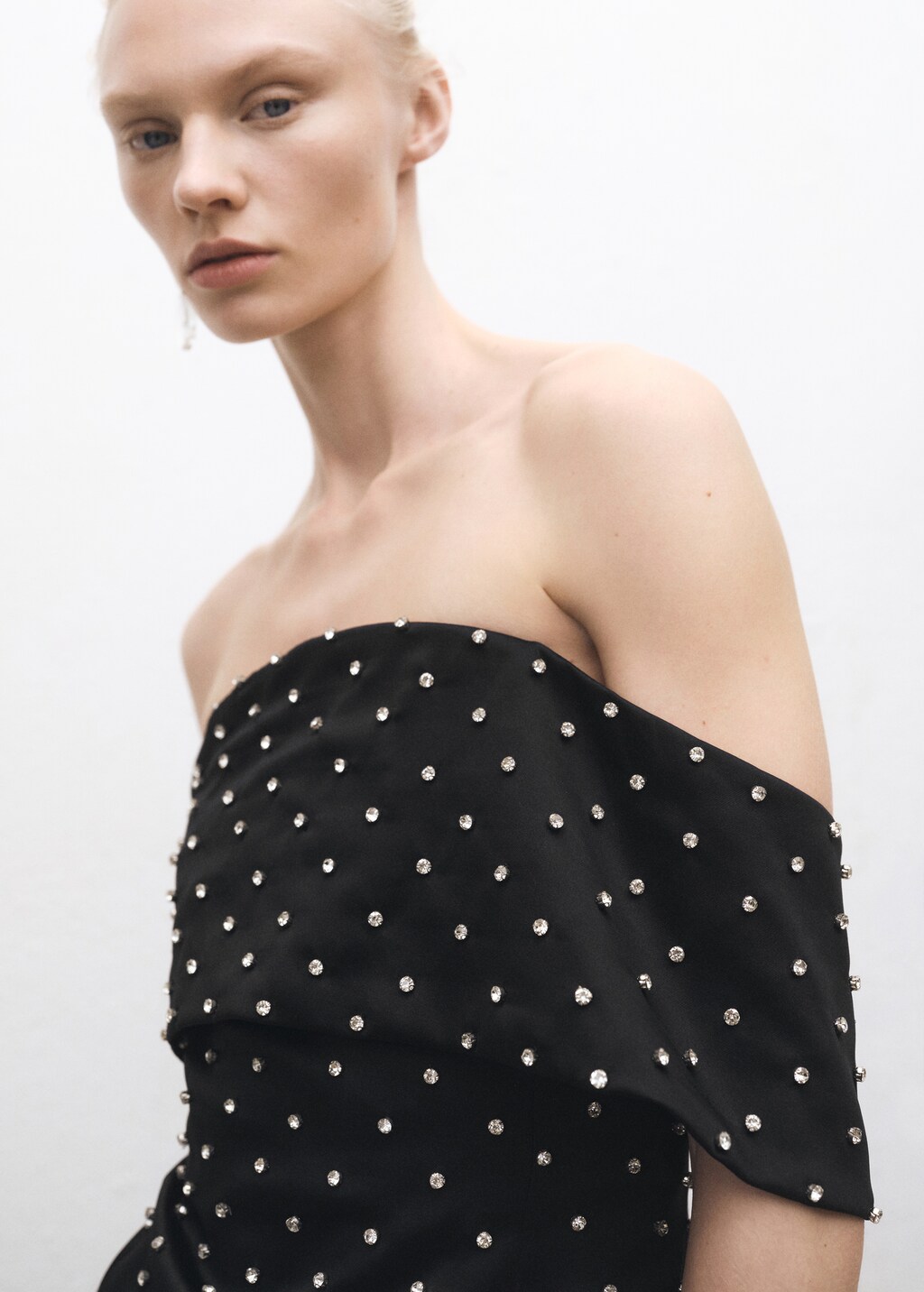 Strapless dress with shiny details - Black