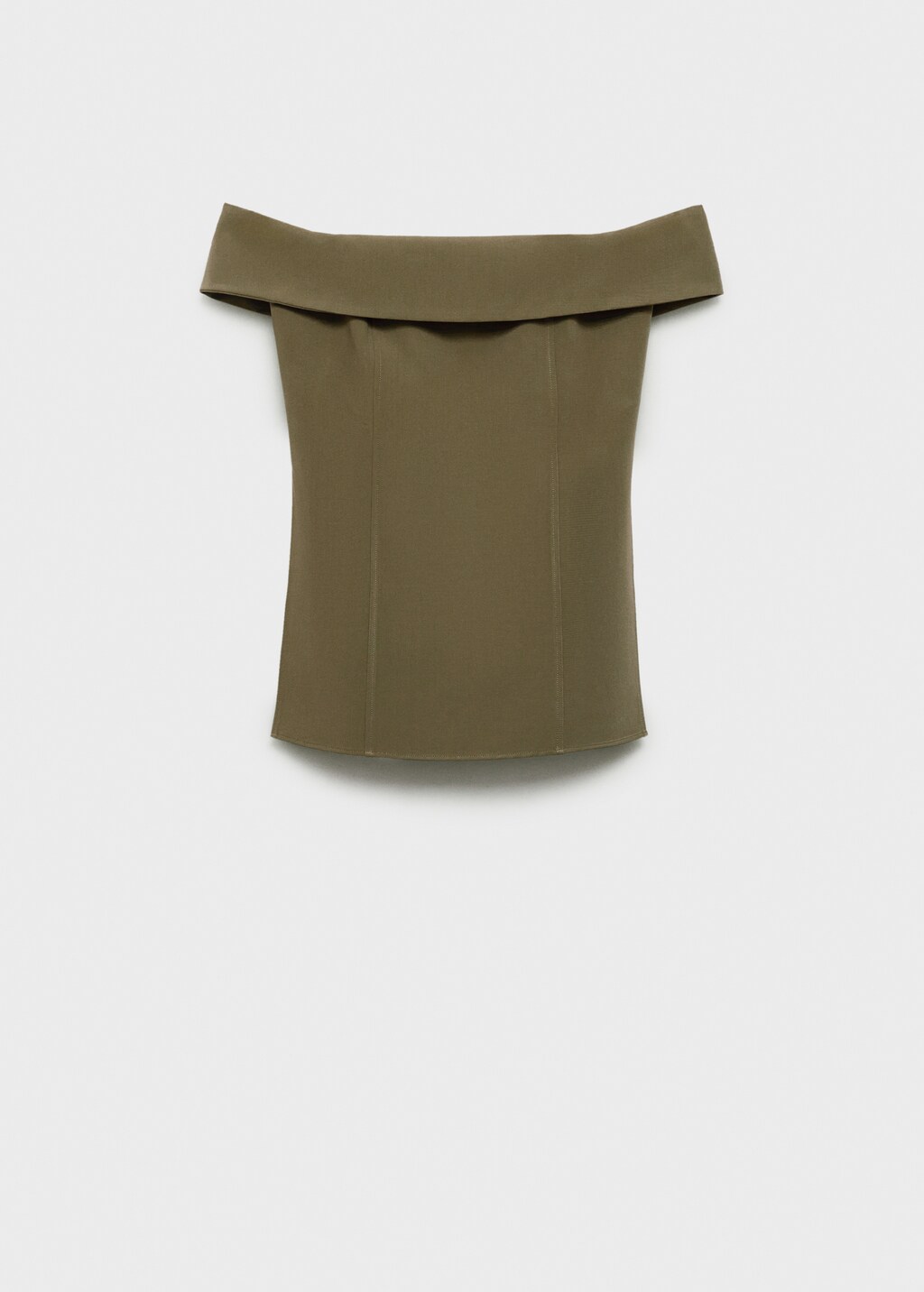 Fitted off-the-shoulder top - Khaki