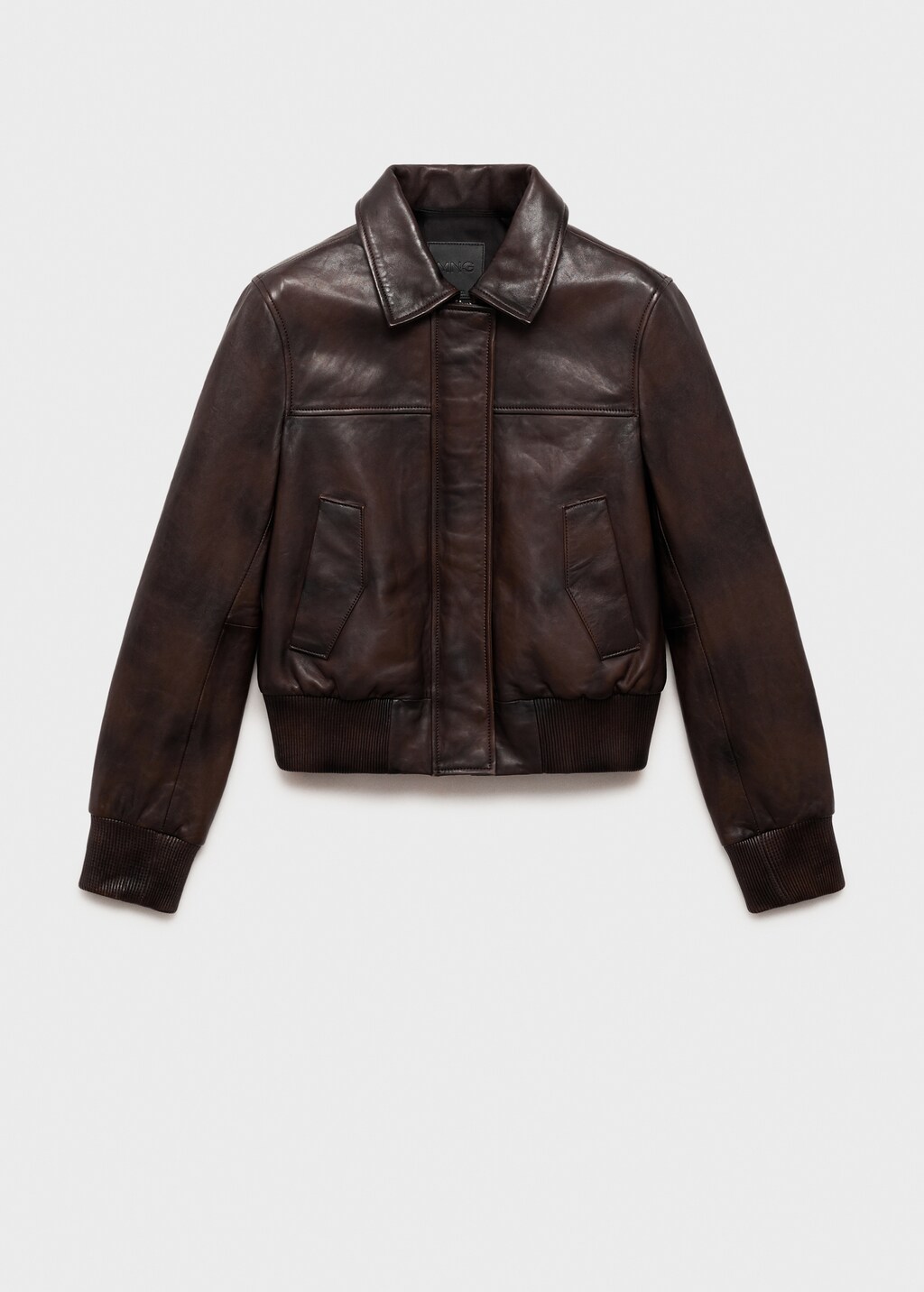 Leather bomber jacket - Brown
