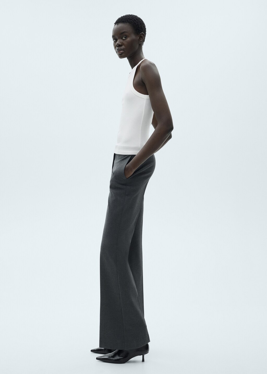 Ribbed cotton-blend top - Vanilla