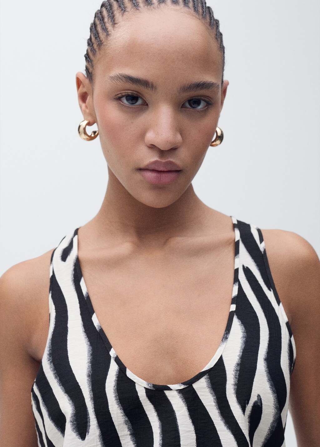 Zebra-print strappy top - Ecru
