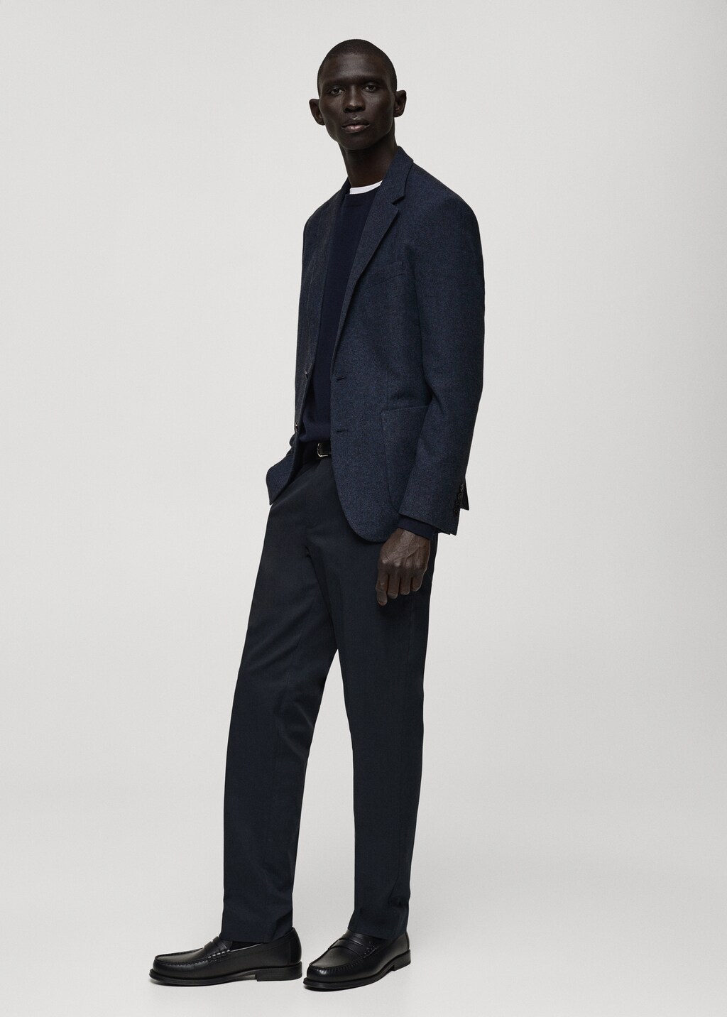 Slim fit wool blend blazer - Khaki