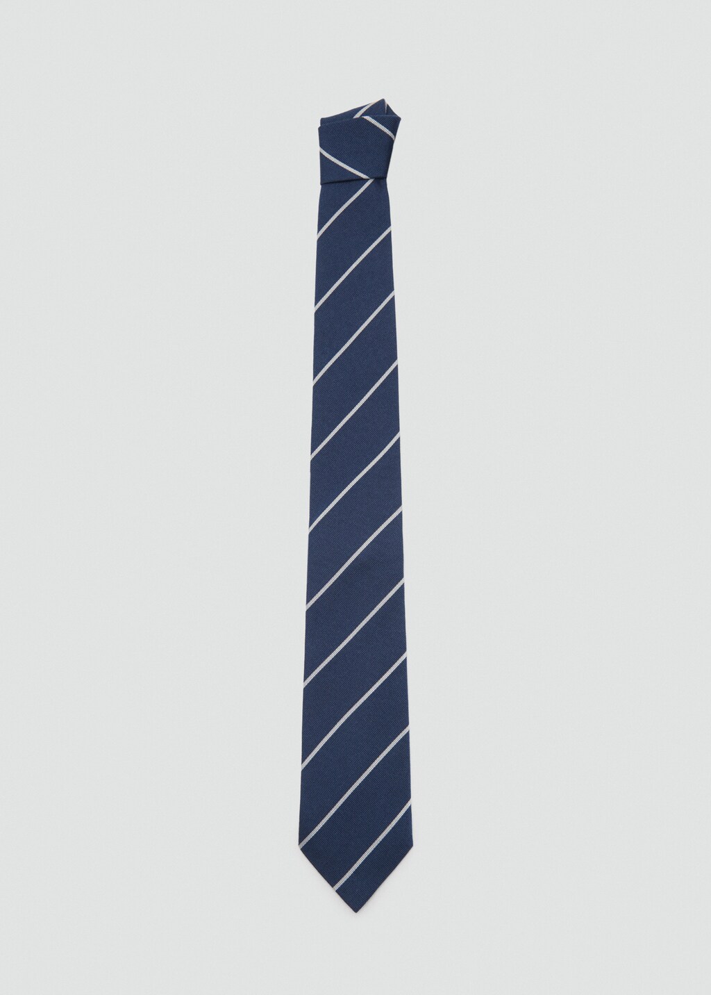 Striped silk cotton tie - Dark Navy