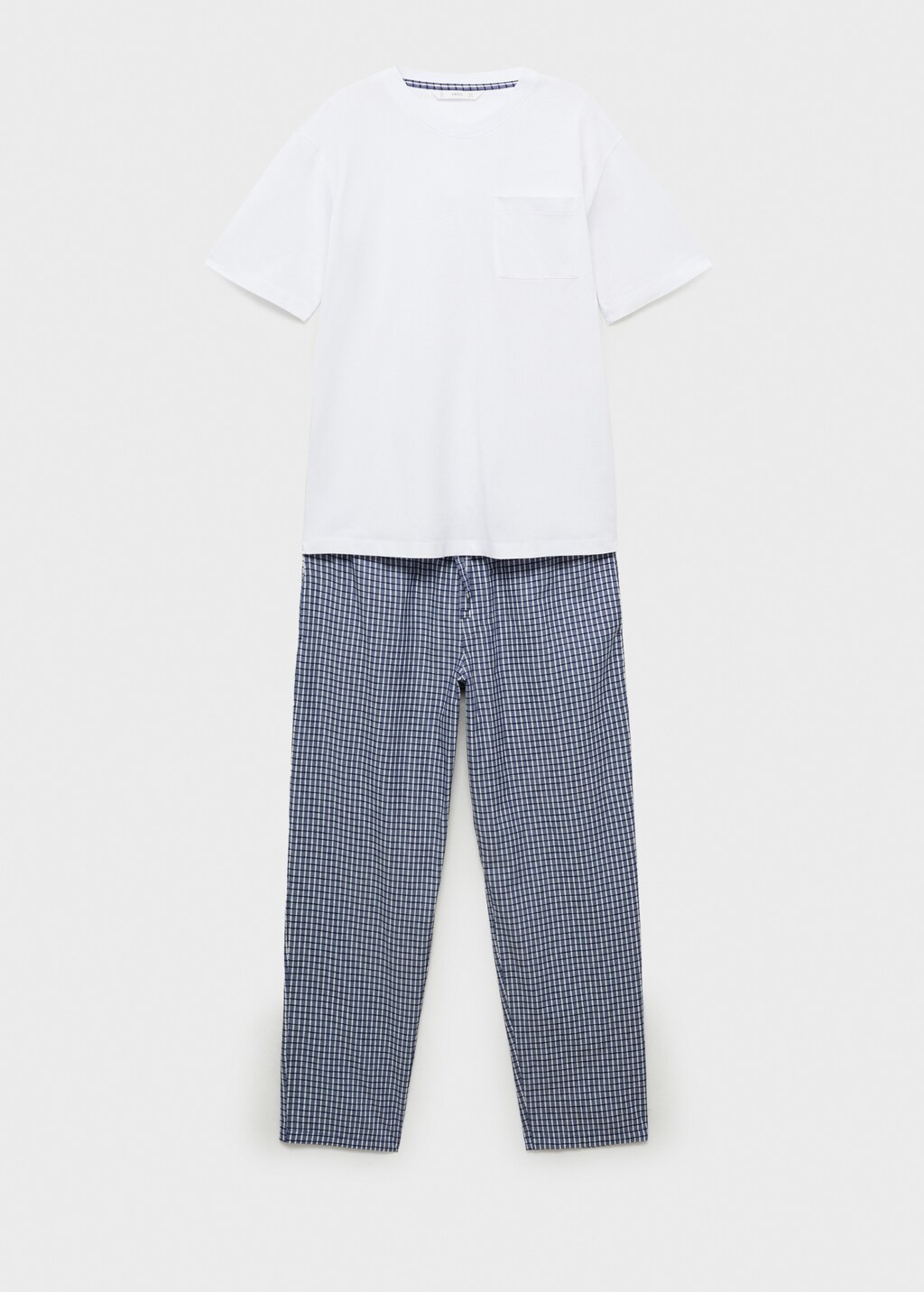 100% cotton check pyjama set - Dark Navy