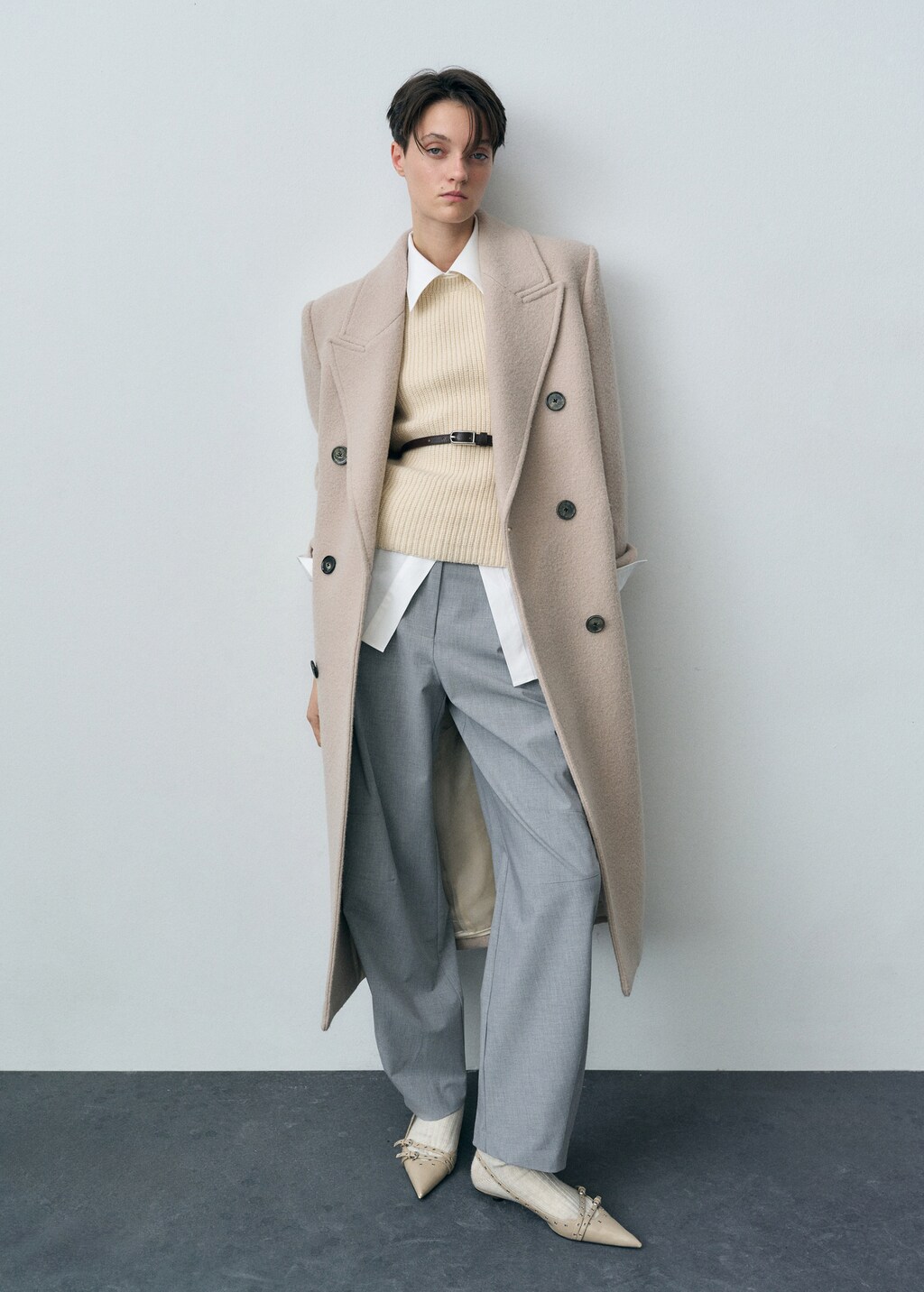 Ribbed wool-blend top - Ecru