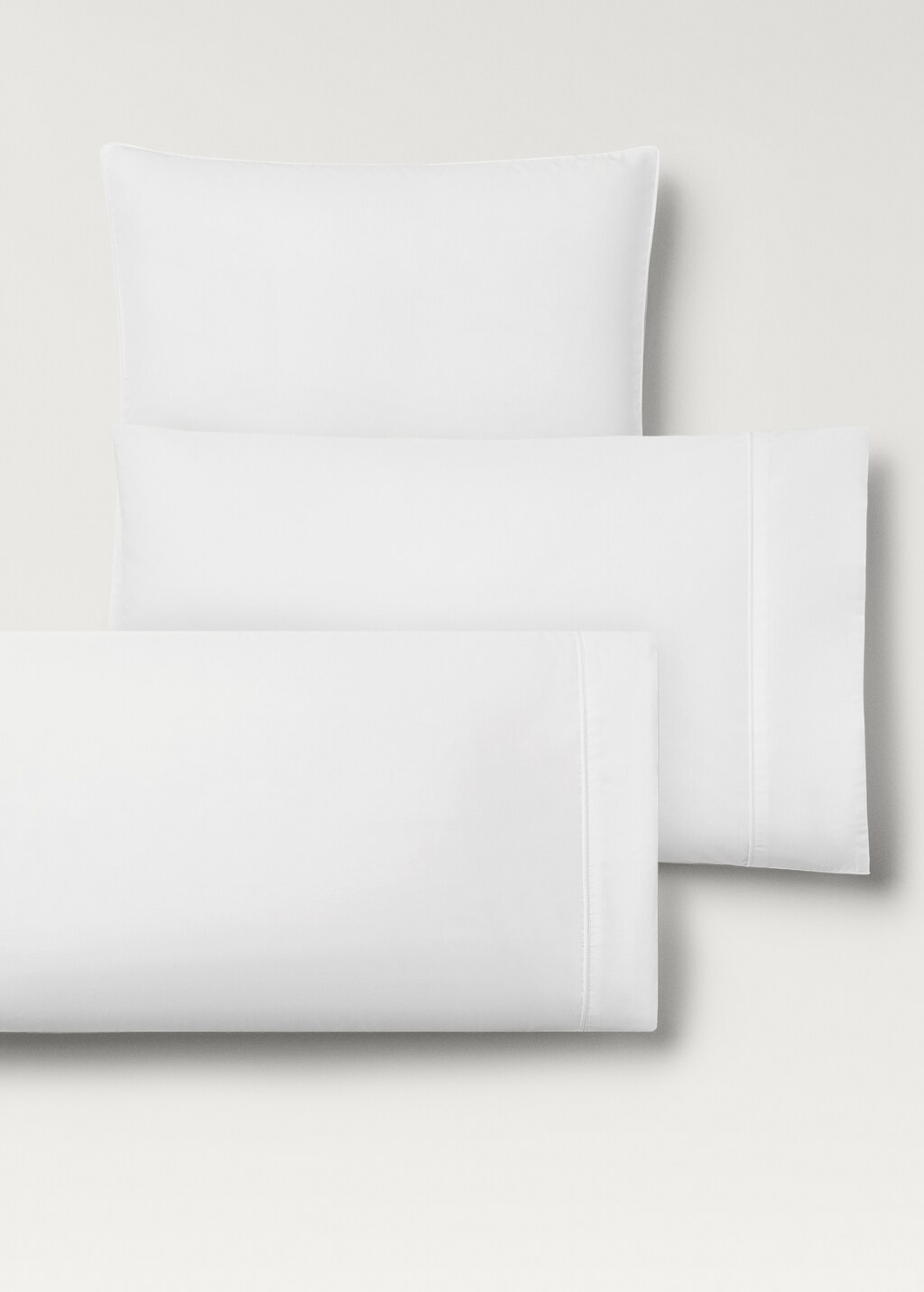 500-thread count cotton percale pillowcase with rounded piping detail, 45x110 cm - White