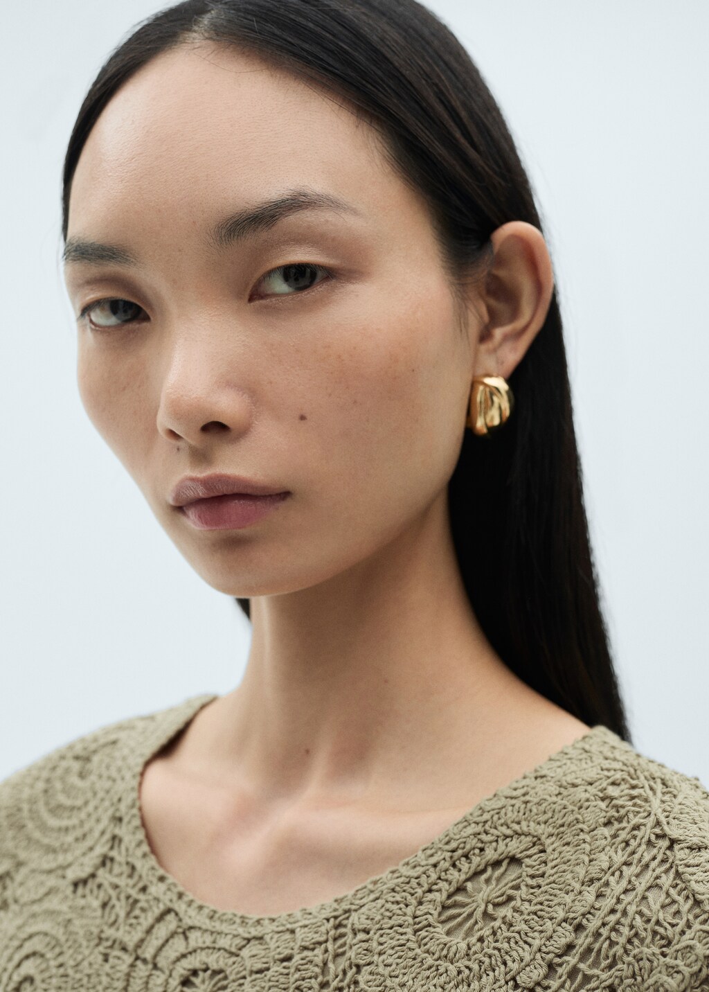 Crochet knitted dress - Khaki