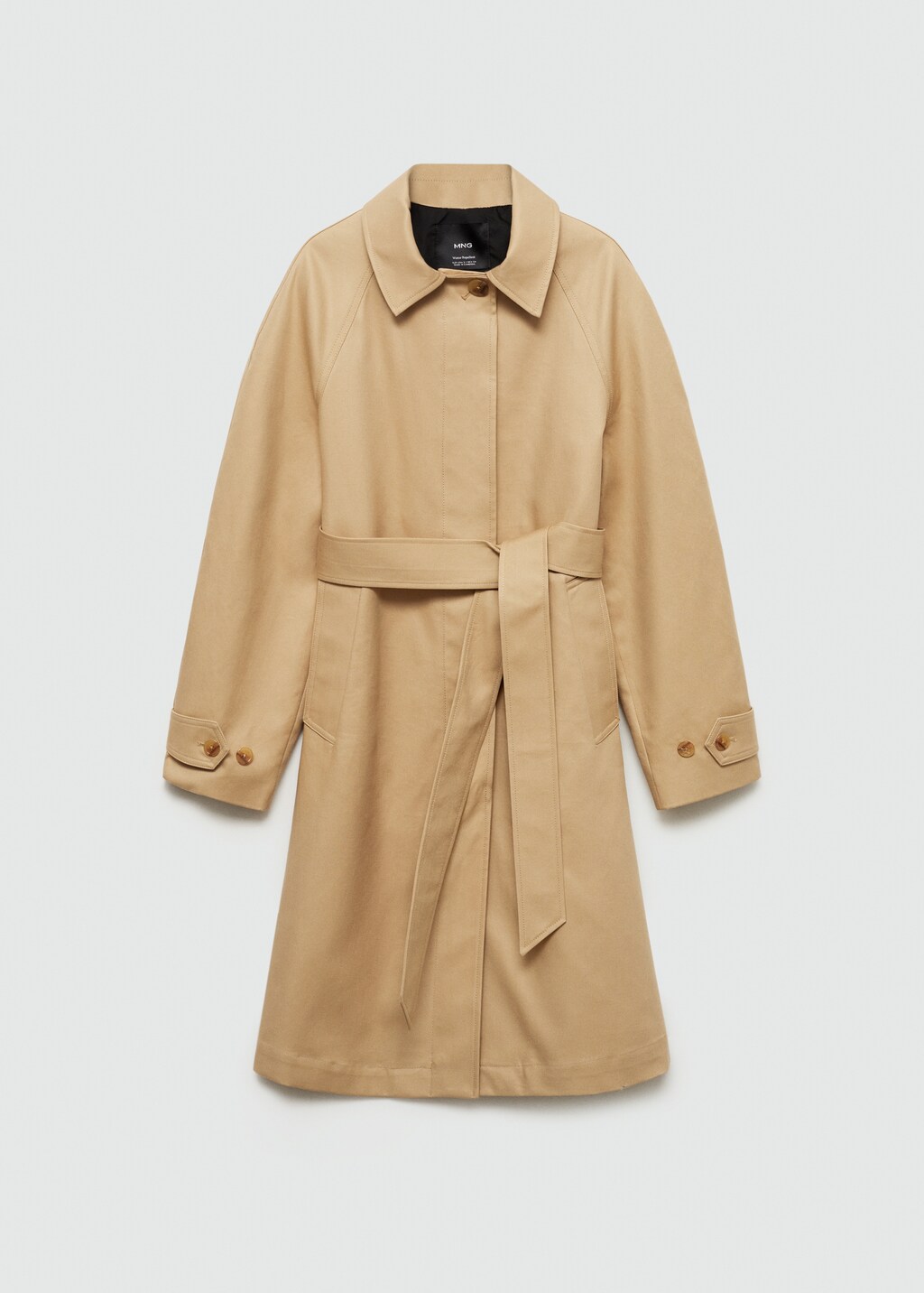 Cotton trench coat with belt - Medium Brown