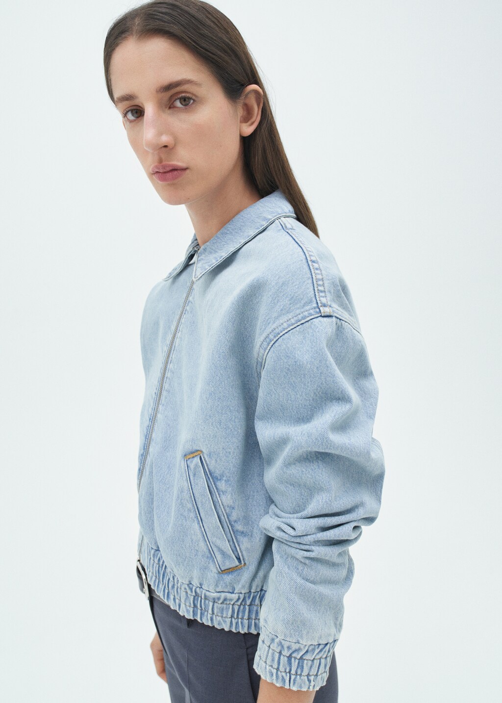 Denim bomber jacket - Sand