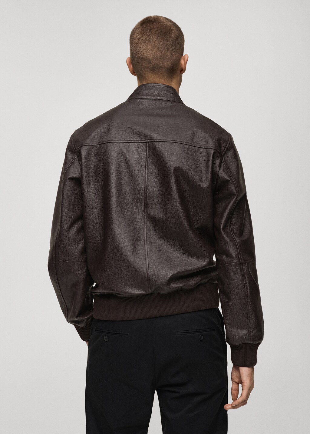 Pocket leather biker jacket - Brown