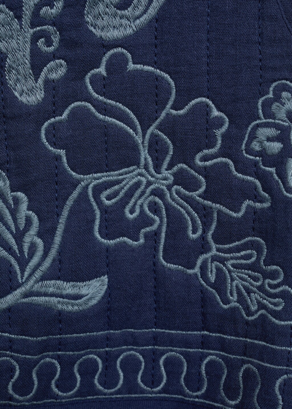 Embroidered cotton gilet - Dark Navy