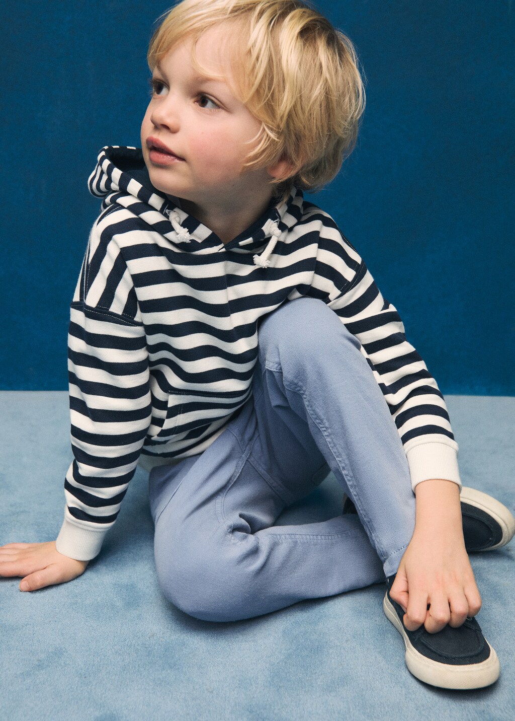 Striped hooded sweatshirt - Dark Navy