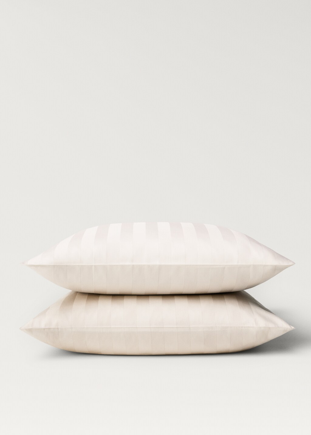 Multistripe satin pillowcase 60x60cm - Beige