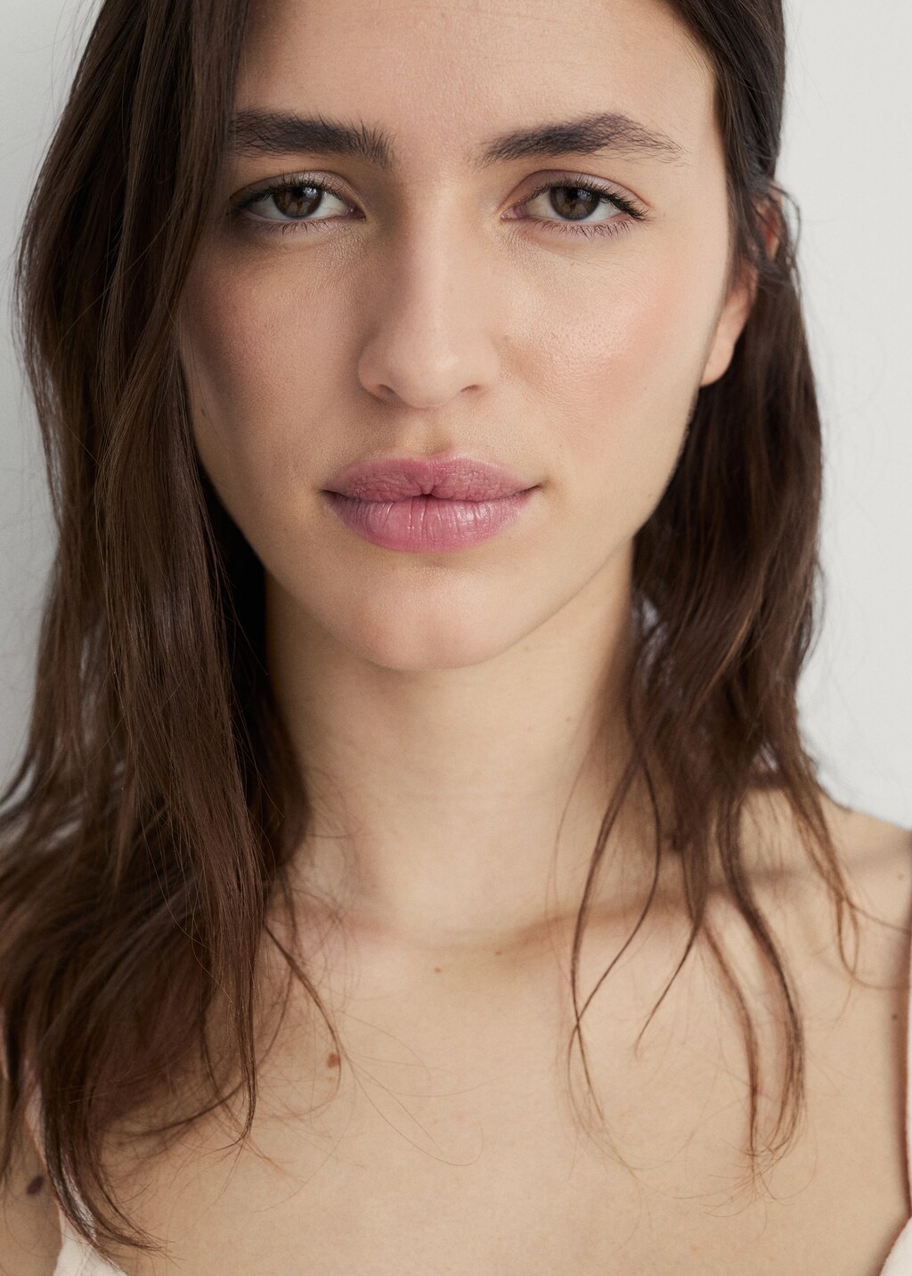 Plain cotton spaghetti-strap pyjama top - White