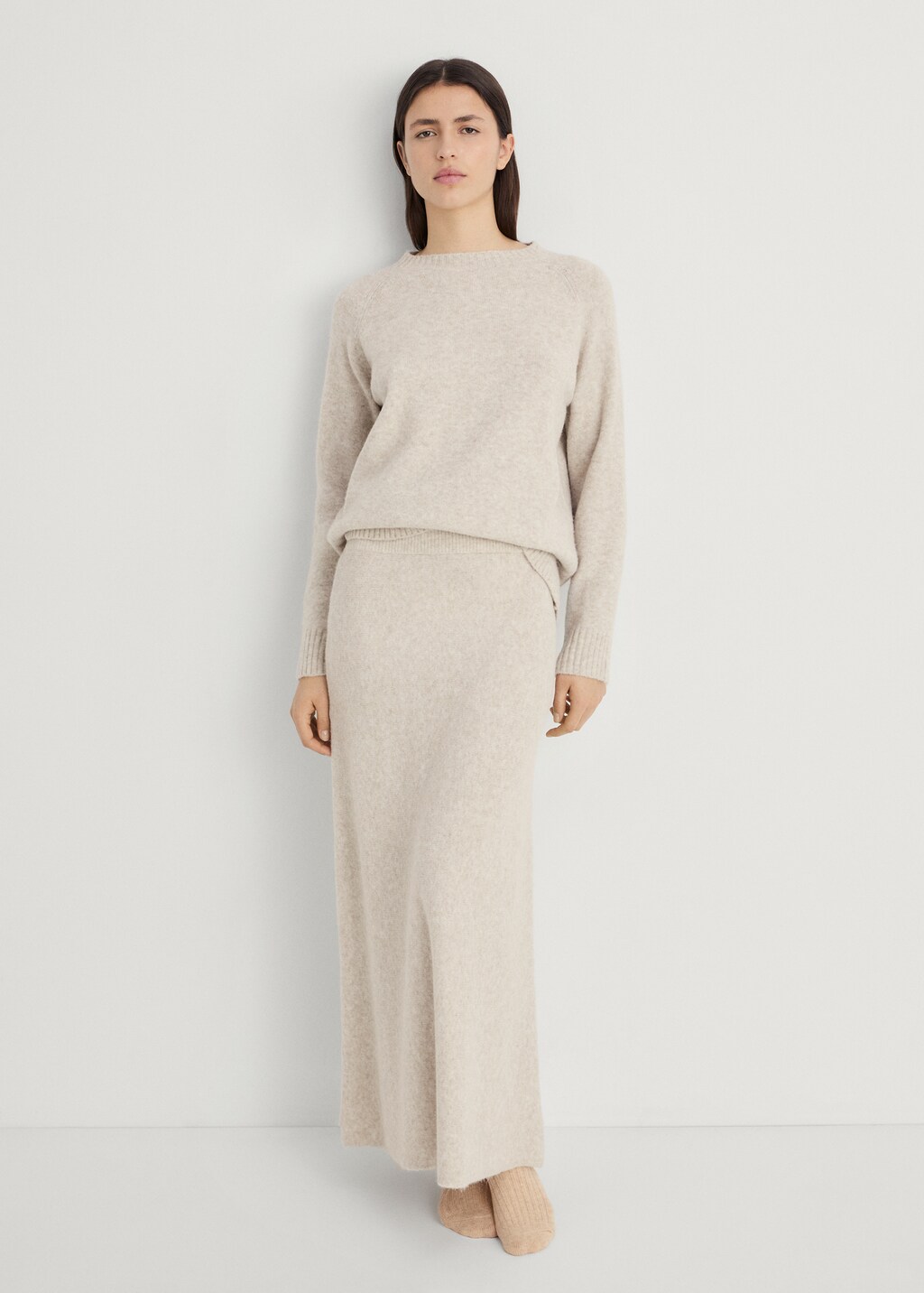 Long knitted skirt - Grey