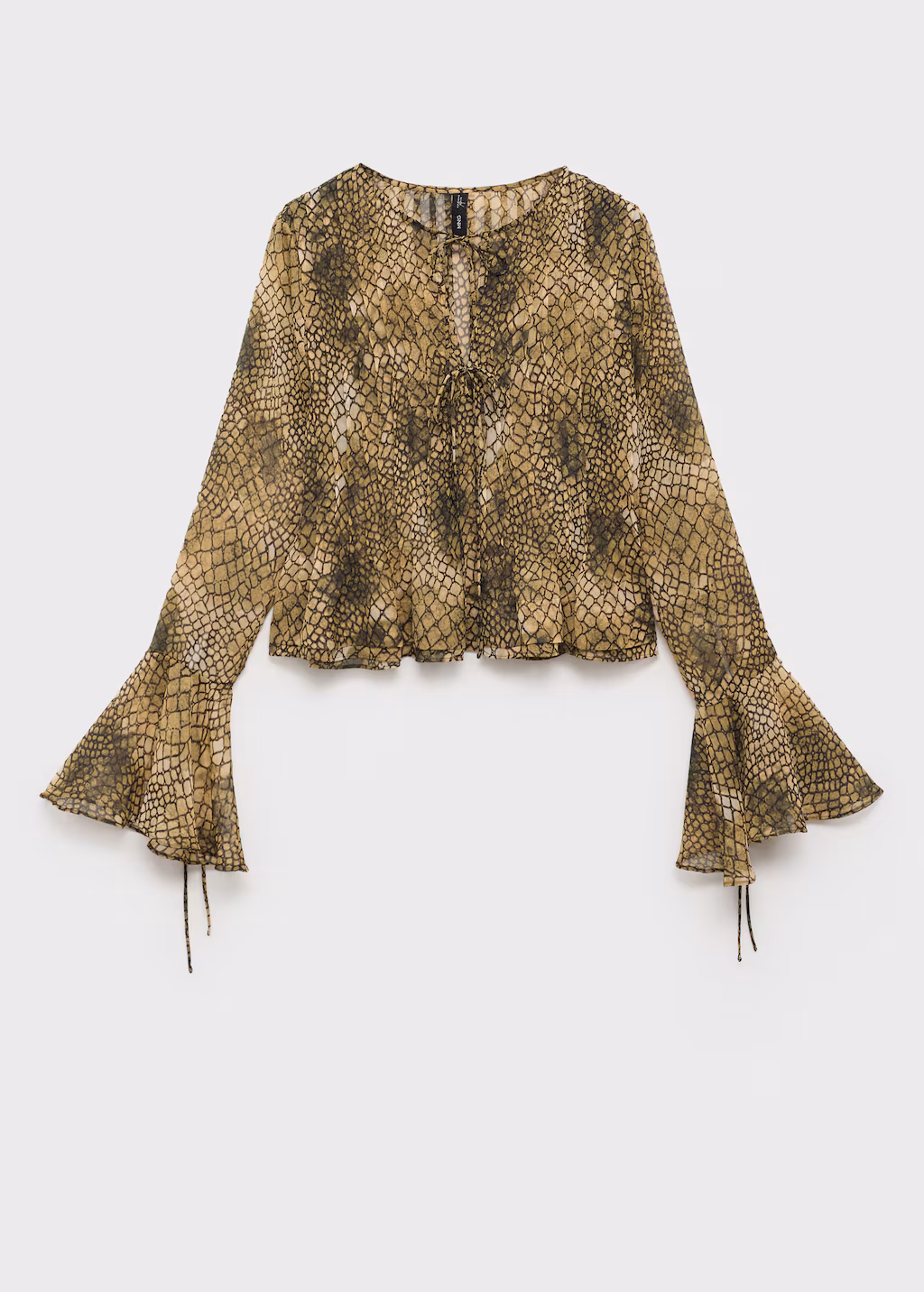 Puffed-sleeve printed shirt - Brown