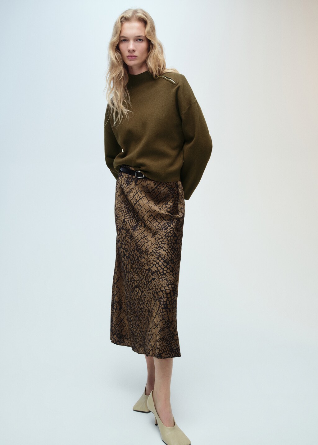 Perkins-neck sweater with zip - Ecru