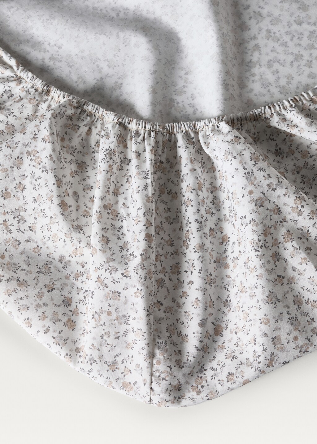 Cotton percale printed bottom sheet for cot - Grey