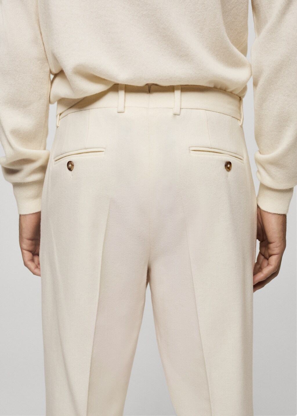 100% virgin wool flannel suit trousers - Dark Navy